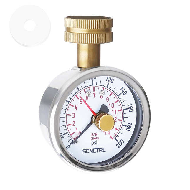 0-200 Psi Water Pressure Gauge with Lazy Hand, 3/4" GHT, 2.5" Dial, Lead Free