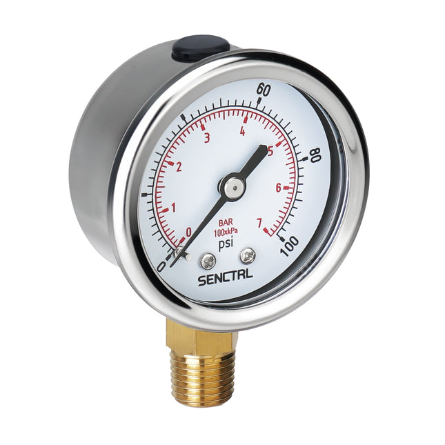 PRV-Tex 0-100 Psi Pressure Gauge, 1/4" NPT, 2" Dial, Lead Free