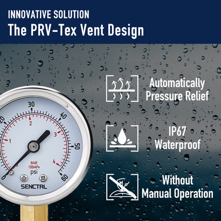 PRV-Tex 0-60 Psi Pressure Gauge, 1/4" NPT, 2" Dial