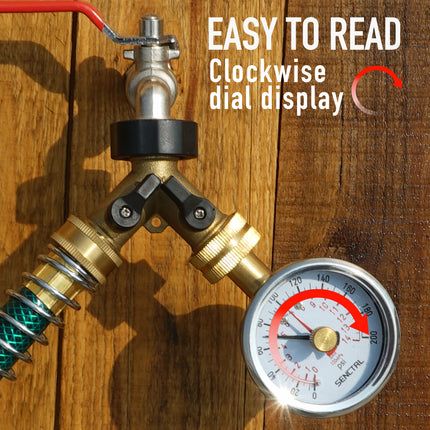 0-200 Psi Water Pressure Gauge with Lazy Hand, 3/4" GHT, 2.5" Dial, Lead Free