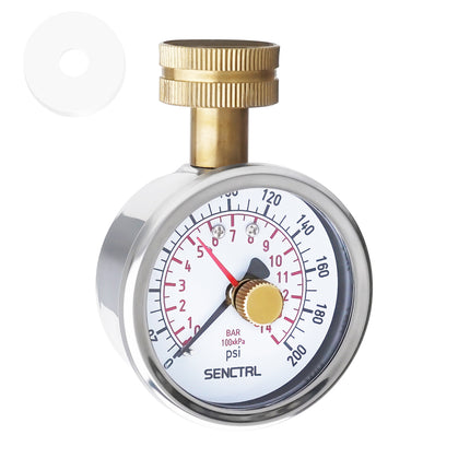 0-200 Psi Water Pressure Gauge with Lazy Hand, 3/4" GHT, 2.5" Dial, Lead Free