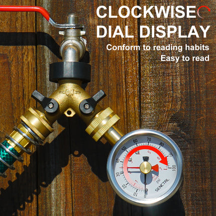 0-100 Psi Water Pressure Gauge with Lazy Hand, 3/4" GHT, 2.5" Dial, Lead Free