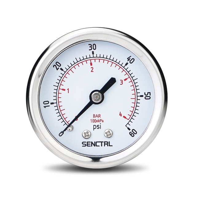 PRV-Tex 0-60 Psi Pressure Gauge, 1/4" NPT, 2" Dial, Back Mount