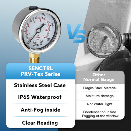 PRV-Tex 0-200 Psi Pressure Gauge, 1/4" NPT, 2" Dial