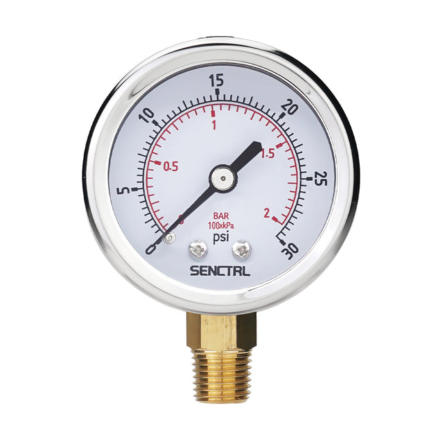 PRV-Tex 0-30 Psi Pressure Gauge, 1/4" NPT, 2" Dial