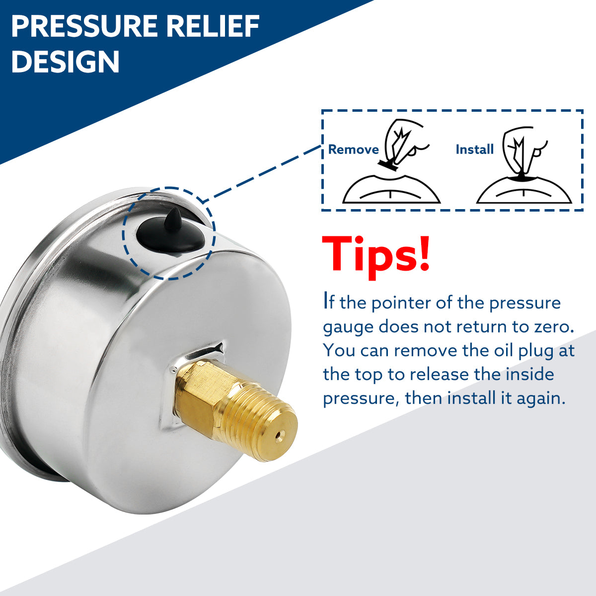 thumbnail image 2 of PRM 0-50 PSI Liquid Filled Pressure Gauge, 2.5" Stainless Steel Case, 1/4" NPT Brass Back 2 of 4